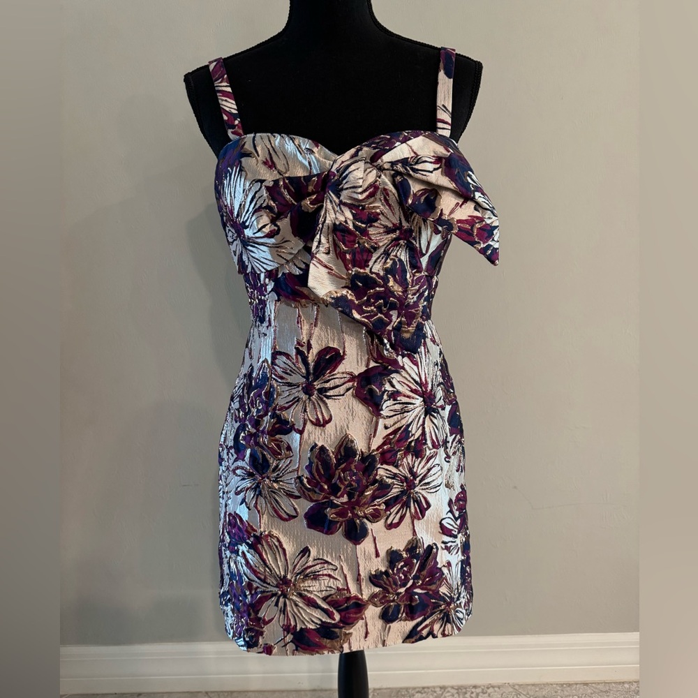 Lilly Pulitzer Cream Mini Dress with Purple Floral Embroidery